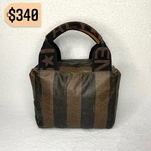 ✨✨✨✨SOLD ✨✨✨✨Fendi Authentic Vintage RARE Coated Pequin Stripe Mini Handbag GUC